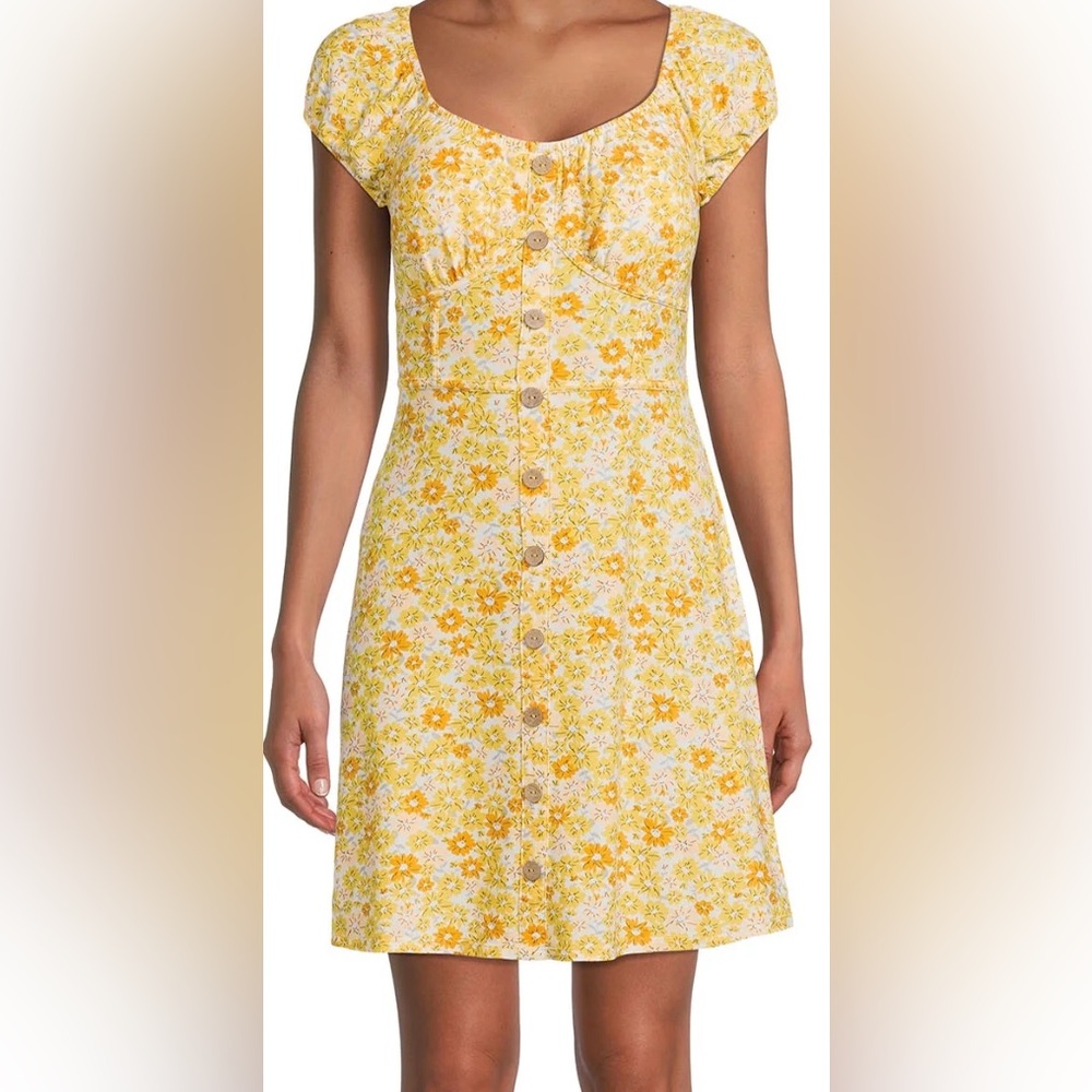 No Boundaries size 3-5 Juniors Yellow Floral Mini Dress
